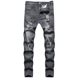 Offre Spéciale haute qualité Designer Rock <span class=keywords><strong>Revival</strong></span> déchiré Smog hommes jean droit Hip-Hop Style lavé Denim jean respirant solide - Product Image 5
