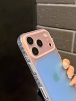 Coque de téléphone de luxe effet laser dégradé aurore coloré caméléon pour iPhone 17 16 15 Pro Max, givrée avec grande fenêtre, antichoc