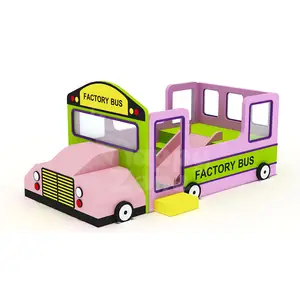 China Fabriek Aangepaste Kinderen Indoor Soft Play Equipment Roze Bus Combinatie Schuim Klimmen Zacht Speelgoed Voor Indoor Speeltuin