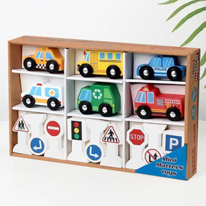 Nouvel ensemble de jouets éducatifs en bois pour enfants, signaux de circulation, jeu cognitif, combinaison de voitures, jouets Montessori pour enfants, garçons et filles - Product Image 3