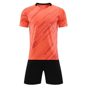 Ensemble de maillots de football personnalisés Miosen, 100% polyester, séchage rapide, orange imprimé noir - Product Image 1