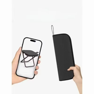 Tabouret pliant d'extérieur portable avec poignée et sac de transport, idéal pour la pêche, comme petit banc, tabouret à fermeture éclair pour file d'attente, ou comme étui à crayons de camping, chaise entièrement pliable - Product Image 2
