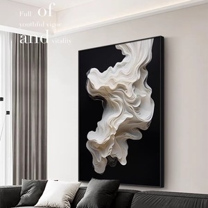 Cuadro Moderno Abstracto al Óleo sobre Lienzo, Marco Negro Rectangular, Pintura Decorativa para Sala de Estar - Product Image 3