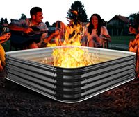 Brazier carré robuste en acier galvanisé de 4x4x1,5 pieds (hauteur 16,5 pouces) pour extérieur, emballage pour vente à distance