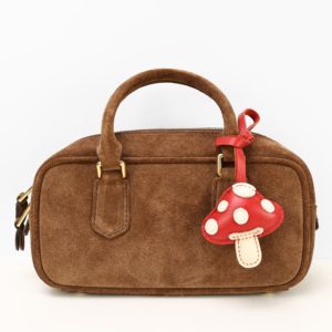 New Arrival: Purely Handmade <b>Bag</b> <b>Charm</b> — Cute, 3D-Stuffed Cartoon Mushroom Pendant Crafted from Goatskin Leather - Product Image 5