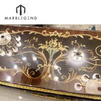Ensemble de meubles en bois de laiton pour salon royal, canapé de luxe bleu foncé royal, prix d'usine