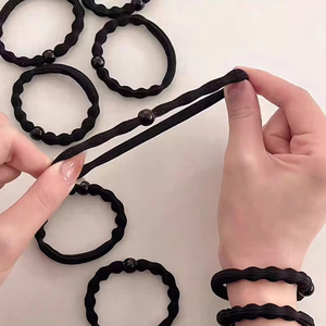 ยางรัดผมสีดำแบบยืดหยุ่น ชุด 10 ชิ้น สำหรับผู้หญิงและเด็กผู้หญิง ยางรัดผมแบบสครันชี ยางรัดผมแบบวงแหวน เครื่องประดับผมแฟชั่น - Product Image 4