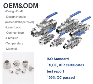 Union End Connection Quik-fit 3PC Manual Válvula de bola industrial de 2 vías PN16 Agua Gas Aceite Pn130 Pezón Mariposa soldada a tope - Product Image 1