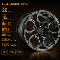 Jantes forgées noires à 5 trous, 3 pièces, 22x12 5x120 ET35 6061 T6, jantes profondes personnalisées pour Land Rover