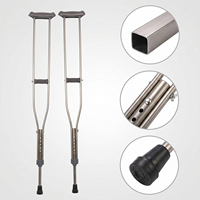 Béquilles à quatre pieds en alliage d'aluminium robustes pour la récupération, fabriquées en usine OEM, pour adultes (compatible fauteuils roulants et béquilles)