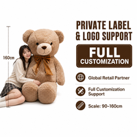 Grand ours en peluche doux, jouet en peluche personnalisé OEM ODM, marque privée, pour présentation en magasin, vente en gros, directement de l'usine