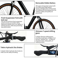 Vélo électrique YANGOR Y700, vélo tout-terrain, vélo de montagne pour adultes, cadre en aluminium haute performance, moteur à moyeu arrière