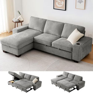 Sofá Cama Convertible en Forma de L con Espacio de Almacenamiento, Sofá Extraíble para Sala de Estar, Cubiertas de Chenilla Lavables y Extraíbles con USB - Product Image 2