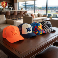 Gorras Trucker de Lujo con Bordado 3D en Relieve, Diseño a Cuadros, para Ciclismo, Playa y Carreras, Corona Alta, Logotipo Personalizado, Paddock Club