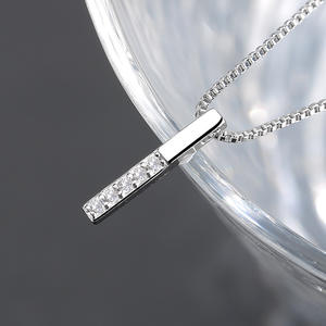 <span class=keywords><strong>GN13</strong></span> meilleure vente vente en gros argent sterling 925 barre de diamant verticale simple pendentif de collier boîte de chaîne bijoux - Product Image 3