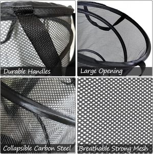 Hot <b>Mesh</b> Laundry <b>Basket</b> With Reinforced Carry Handle Collapsible and Portable Clothes Storage Organizer - Product Image 5