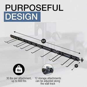 Large Capacity Adjustable Metal <b>Wall</b> Mount Yard Hanger Hanging <b>Hooks</b> Garage Storage Rack Organization Garden Tool Organizer - Product Image 6