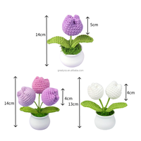 Pot rajutan bunga Tulip buatan rajutan Mini tanaman benang Pot buatan tangan tanaman Pot Tulip rajutan wol