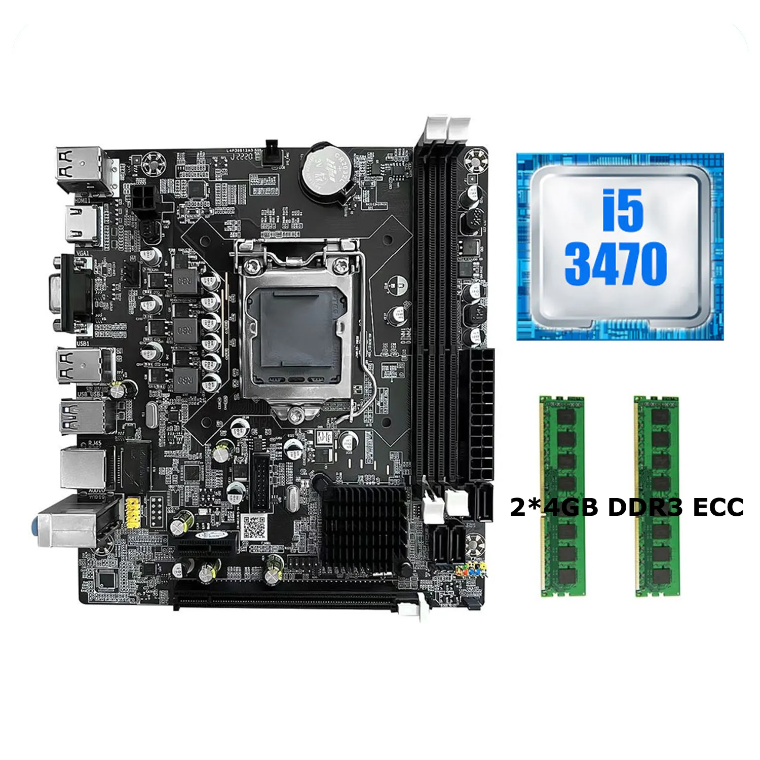 Интегрированная видеокарта H61 материнская плата LGA 1155 Материнская плата набор с I5 3470 CPU и DDR3 4 ГБ * 2 шт. 1600 МГц памяти