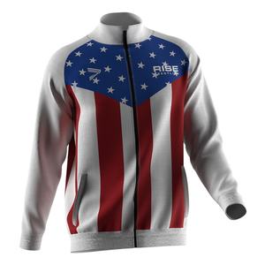 Chaqueta deportiva de invierno para hombre con cuello alto, estampado por sublimación, para fútbol y sudaderas, con cremallera, en blanco. - Product Image 3