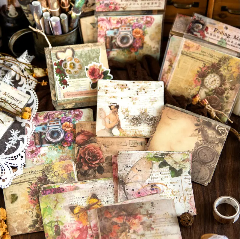 30 pçs/lote almofadas de memorando material papel desbotamento memórias diário scrapbooking papel cartão fundo decoração papel