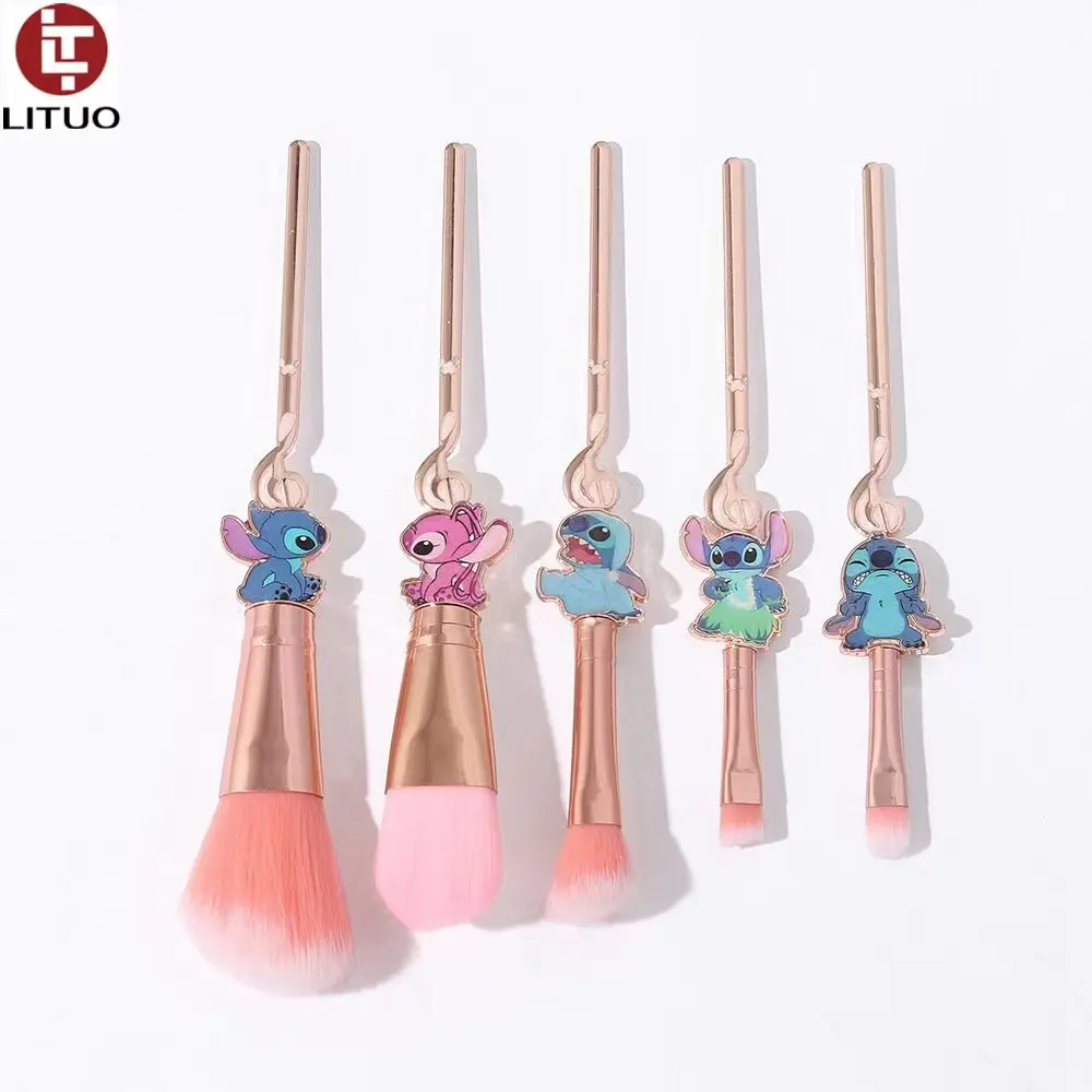 Cute Cartoon Beauty Make Up Brushes Tool Cosmetic Powder Eye Shadow Pincel Maquiagem Lilo and Stitch Makeup Brush Set