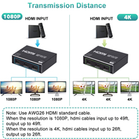 Divisor HDMI 1x3, 1 Entrada y 3 Salidas, 4K 3D, Caja Distribuidora de Audio y Video HDMI, Compatible con Resolución 4Kx2K para HDTV, STB, DVD, PS3, Juegos