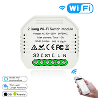 Module d'interrupteur intelligent Wifi à distance 1 gang 2 voies, commande vocale, 10a 2.4Ghz