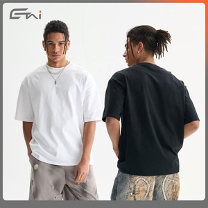T-shirt surdimensionné 100% coton vierge 240G T-shirt homme avec logo 3d personnalisé lourd vente en gros - Product Image 5