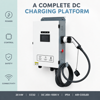 Station de recharge DC 30 kW CCS2 pour véhicules électriques, chargeur rapide double pistolet, OCPP 1.6J, paiement RFID, IP54, pour flotte, commercial, programmation de la recharge, WiFi
