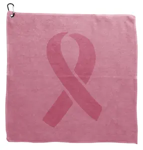 创建您自己的定制设计俱乐部会员客人高尔夫锦标赛粉红丝带超细纤维女士高尔夫毛巾带夹子