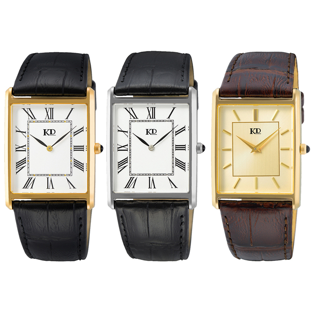 OEM ODM Custom Rectangular Gents Quartz Watch Genuine Leather Strap Roman Numerical Dial Antique Style Luxury Analog Watch