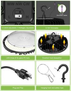 Projecteur industriel à haute luminosité IP65 150lm/W 100W 150W 200W 240W, CCT et puissance sélectionnables, pour entrepôt et atelier - Product Image 4