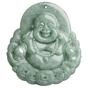 Pendentif Bouddha en jadéite naturelle vert pois, UNISEXE, style bouddhiste chinois, cadeau avec certificat d'évaluation FG30 - Product Image 5