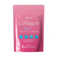 Aeglewell Poudre de peptides de collagène multi-sources sans OGM, nourrie à l'herbe, avec biotine, vitamine C et acide hyaluronique pour le blanchiment de la peau