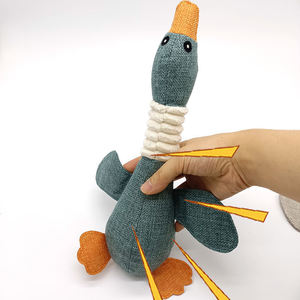 Jouets pour chiens en toile de jute indestructible, coton PP, jouets pour chiens de luxe en forme de canard sauvage, jouet à mâcher qui couine, jouet doux pour chien - Product Image 3