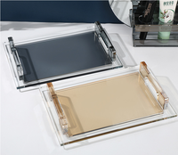 En gros, Ensembles d'organisateurs de vanité transparents, gris champagne, en cristal, pour salle de bain et cuisine, avec distributeur de savon à pompe, bouteilles, gobelets et plateau, design tendance