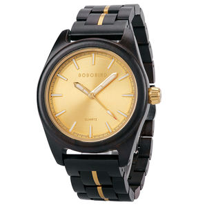 Fait à la main OEM tout en bois boîtier de montre classique conception de logo personnalisé pour montres en bois à quartz 44mm cadran 22mm accessoire de mode en gros - Product Image 1