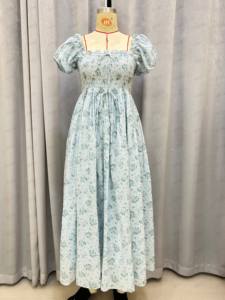 OEM Custom Boho abito floreale in cotone manica corta volant a-line Maxi abito stampa floreale Outing abito Casual da donna - Product Image 4