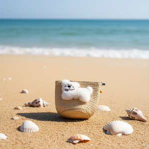 Bolso de paja con capucha para perro, 12x14cm, accesorio de playa para niños - Product Image 2