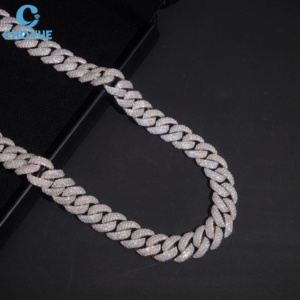 Premium Wholesale S925 Solid Silver 16MM Width Cuban Link <b>Chain</b> Micro Pave Moissanite <b>Iced</b> <b>Out</b> Men Women Hip Hop Jewelry - Product Image 4