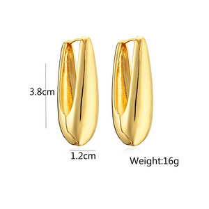 Boucles d'oreilles pendantes en forme de goutte d'eau, plaquées or blanc, en alliage de zinc K, style géométrique minimaliste, pour soirée, mode - Product Image 2