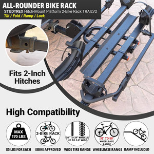 Porte-vélos Ambull Factory Tilt Fold Anti-Theft Hitch and Wheel Lock Hitch Mount 2-Bike Rack avec rampe pour vélo pour voiture SUV RV camion - Product Image 5