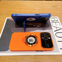 Étui pour téléphone portable givré avec support magnétique à grande lentille pour iPhone 15 14 plus 13 12 11 Pro max antichoc