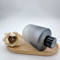 Diffuseur de parfum en verre de haute qualité, 160 ml, couleur gris givré, forme ronde, avec bouchon à vis