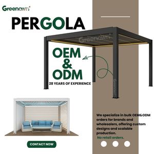Pergola bioclimatique murale 5x3 en aluminium avec lamelles électriques pour jardin extérieur - Product Image 2