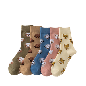 Wholesale Cute Dog Breed Cotton Crew Socks for Women Pet <strong>Lovers</strong> Knitted Novelty Funny <strong>Animal</strong> Design for Autumn - Product Image 1