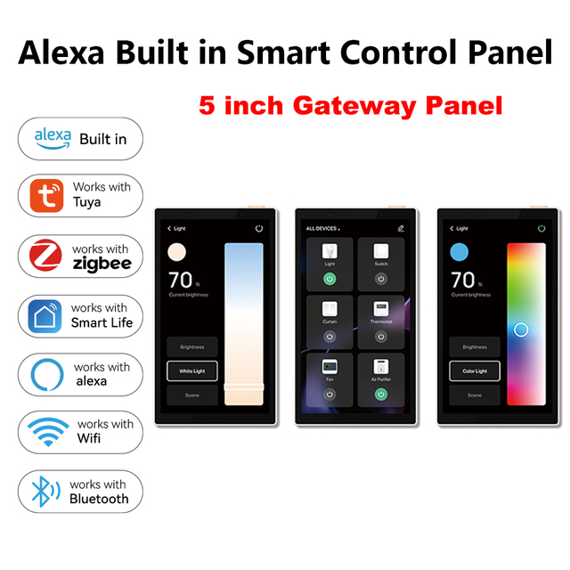 5" Smart Home Control Screen, 2.4G/5G WiFi, Built-in Zigbee & BLE, Proximity Sensing, Custom Themes