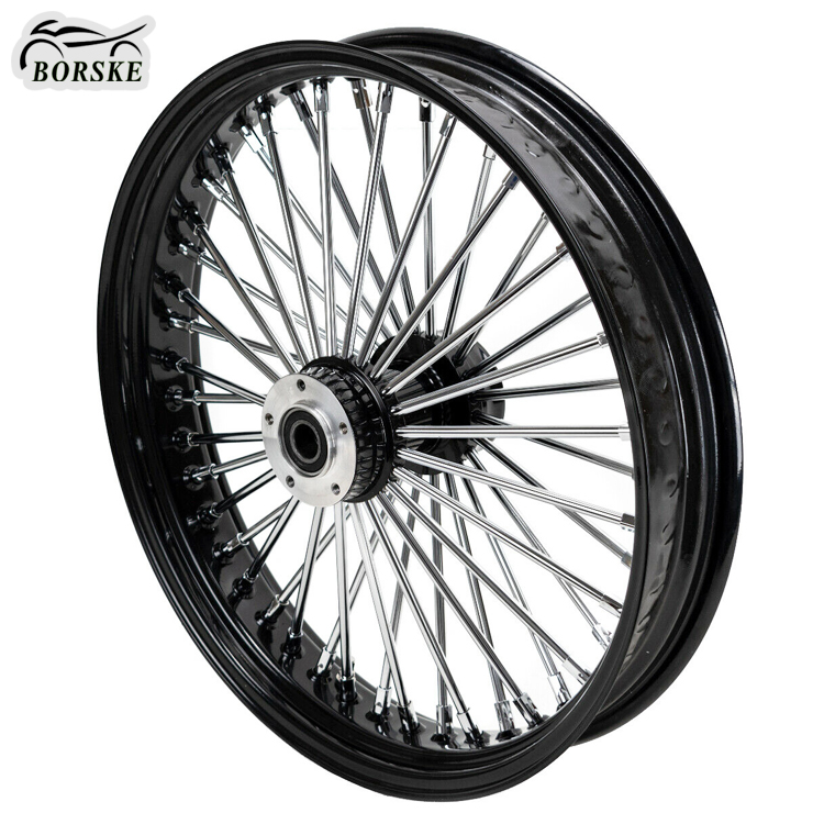 Borske Custom Black Motorcycle 48 Spoke 16 8 20 18 Inch Steel Spoke Wheel Rims for Harley Davidson Dual Disc Wheel Rims Parts