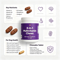 Compléments alimentaires pour animaux de compagnie : Masticables multivitaminés 8 en 1 pour chiens, soutien complet du bien-être corporel, mélange multi-nutriments, masticables moelleux, marque privée OEM
